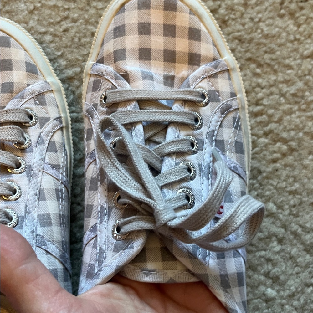 Superga Fabric Gray/White Checkered Gingham Sneakers - Picture 5 of 10